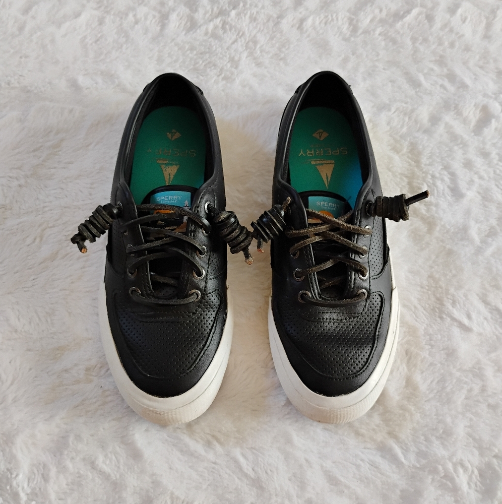 Sperry Top Sider Black Leather Sneakers
